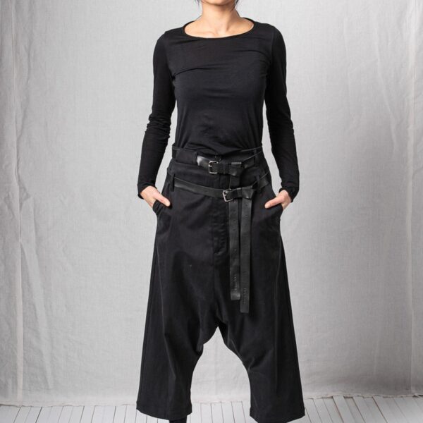 Lemaca Double-Belt Tencel Trousers – Soft Stretch Wide-Leg Fit