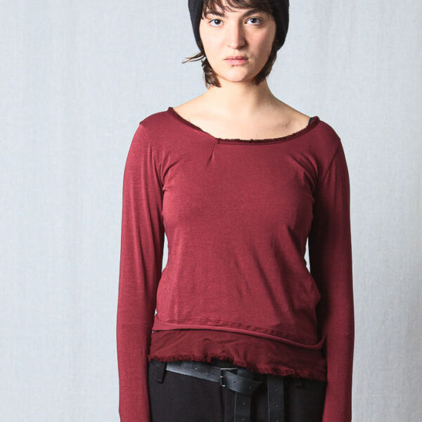 Lemaca Layered Long Sleeve Top – Cotton Jersey & Sheer Georgette Blend